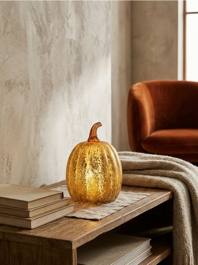 Lampada da tavolo LED a forma di zucca - marrone dorato