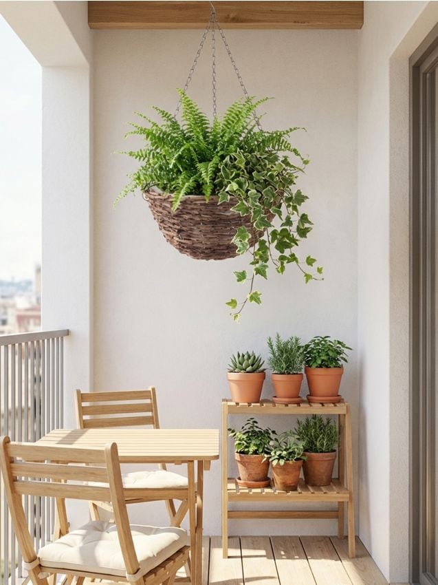 Sinsay - Ghiveci de grădină suspendat din ratan pe cadru metalic - maro