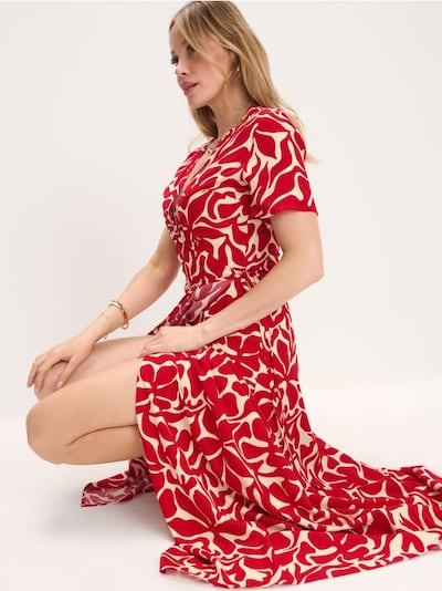 Віскозна міді сукня на запах з квітковим принтом