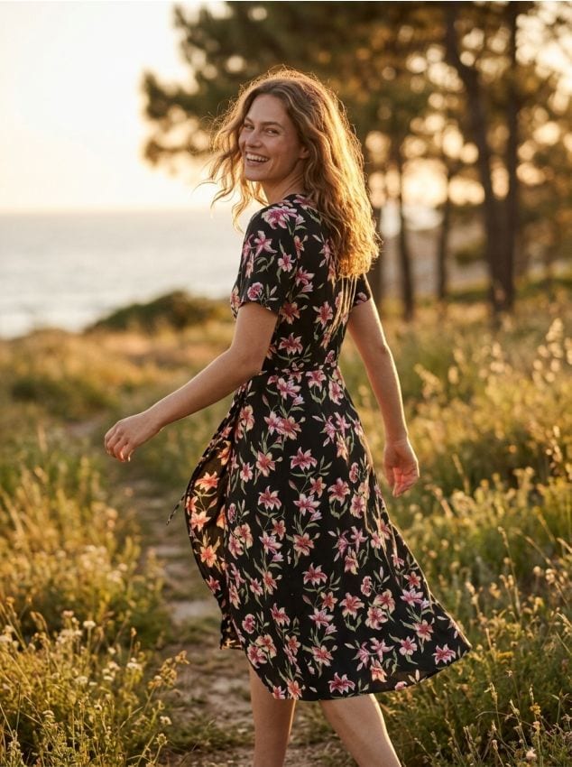 Sinsay - Rochie midi petrecută din viscoză cu imprimeu floral - multicolor