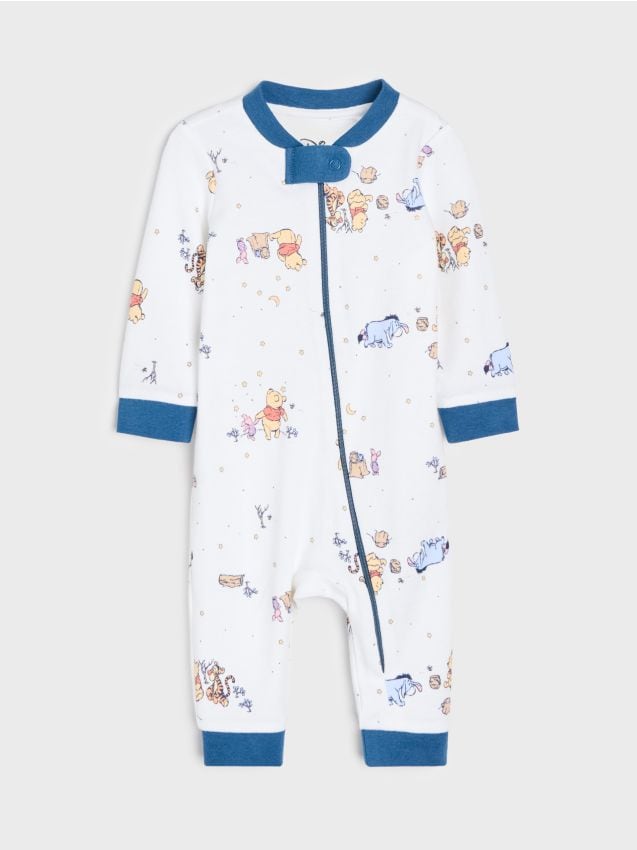 Sinsay - Salopetă de dormit din bumbac cu fermoar Winnie the Pooh - alb