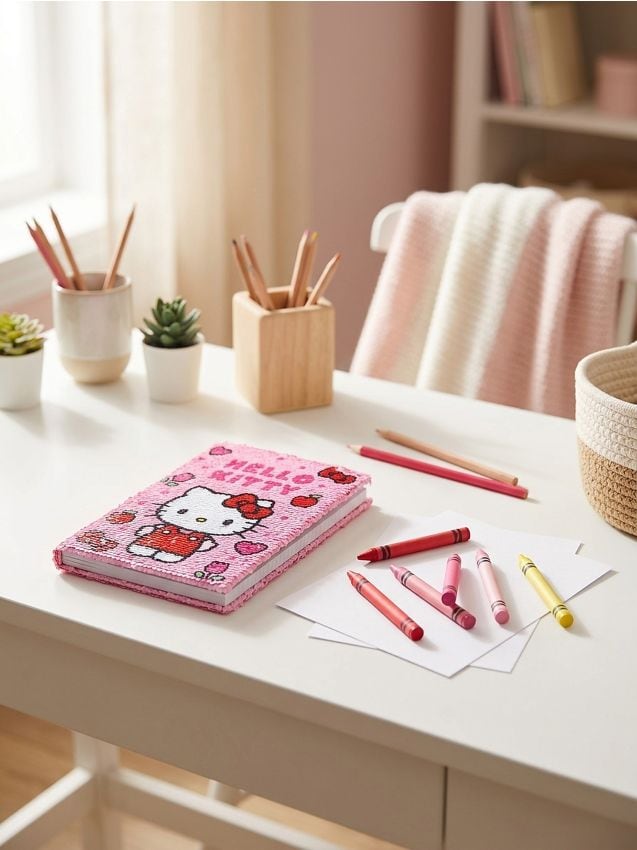 Sinsay - Caiet cu paiete Hello Kitty - roz