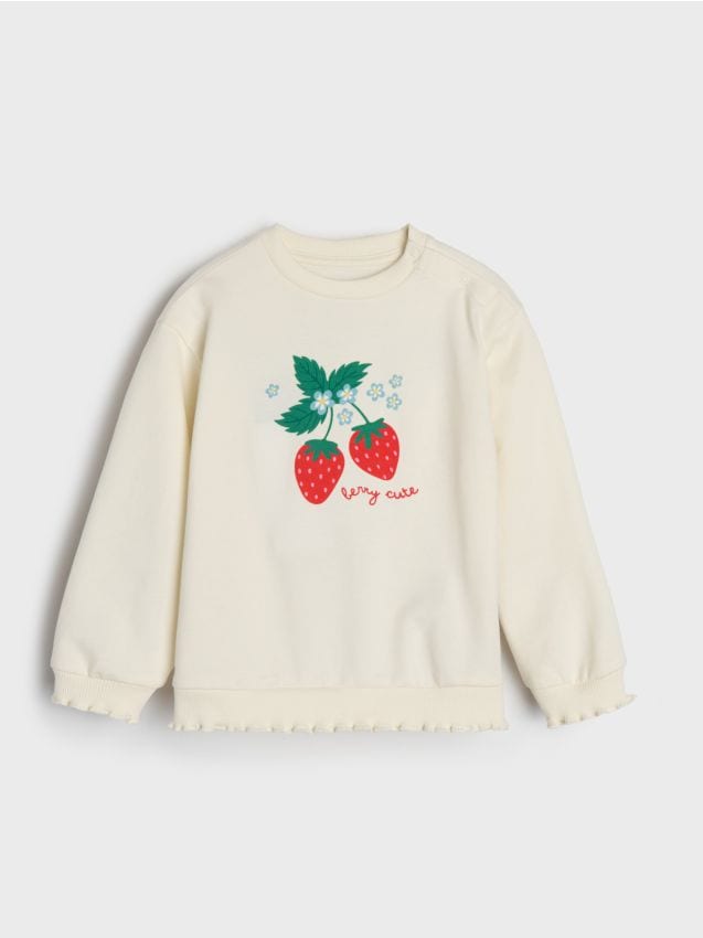 Sinsay - Hanorac cu guler rotund - crem