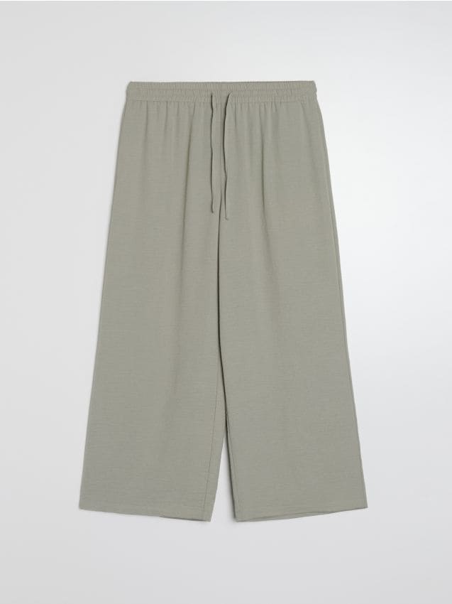 Sinsay - Pantaloni culotte cu buzunare - verde-închis