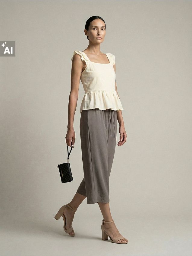 Sinsay - Pantaloni culotte cu buzunare - cafeniu