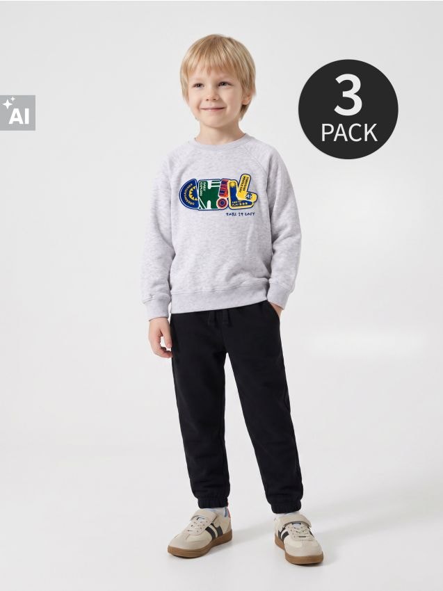 Sinsay - Set de 3 perechi de pantaloni sport jogger - maro