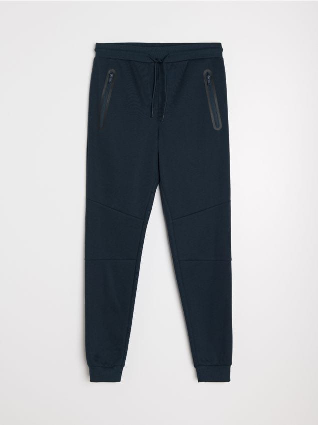 Sinsay - Pantaloni sport din frotte - bleumarin