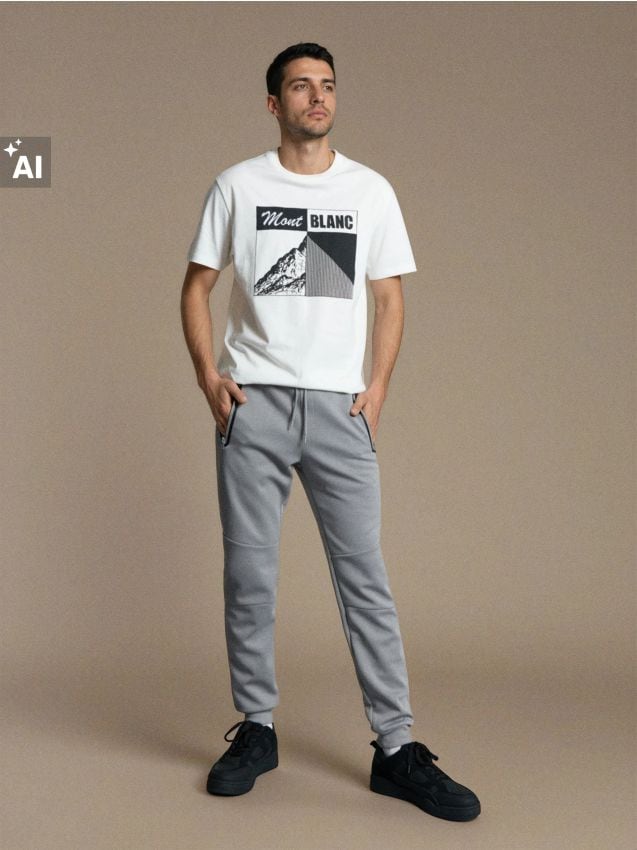 Sinsay - Pantaloni sport din frotte - gri-neutru