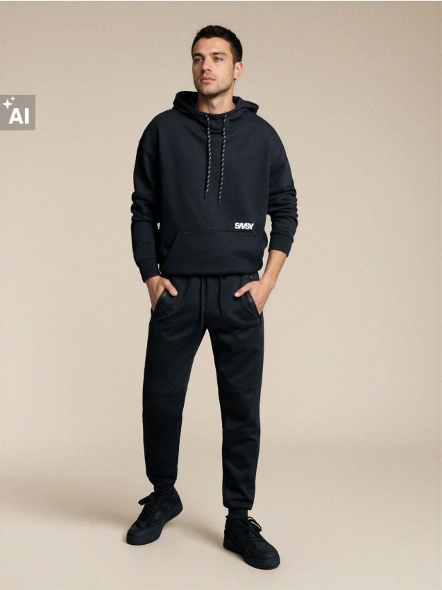 Sinsay - Pantaloni sport din frotte - negru