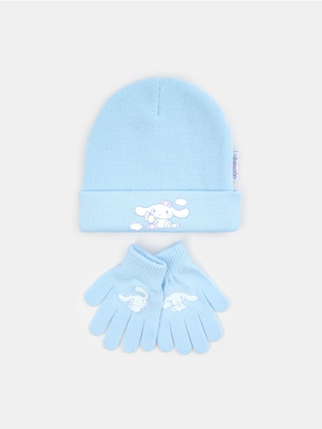 Sinsay - Set: Căciulă cu mănuși Cinnamoroll - albastru-pal