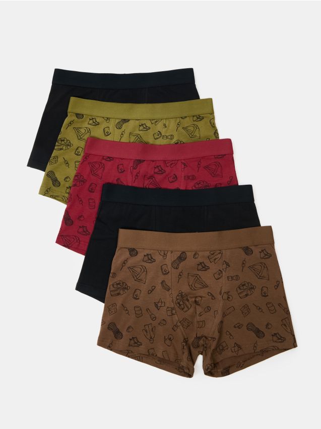 Sinsay - Boxeri din bumbac cu motiv turistic 5 pack - multicolor