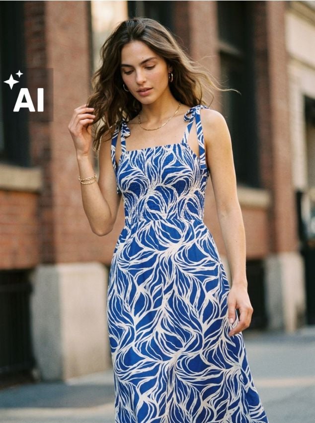 Sinsay - Rochie midi din viscoză cu model și bretele - bleumarin