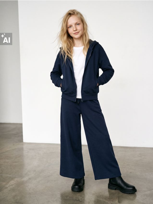 Sinsay - Pantaloni de trening cu crac larg - bleumarin