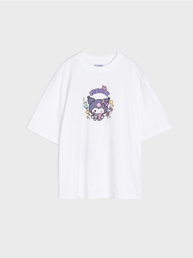 Sinsay - Tricou din bumbac cu imprimeu Kuromi - alb