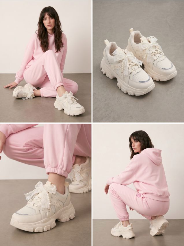 Sinsay - Sneakers cu fundiță decorativă - crem