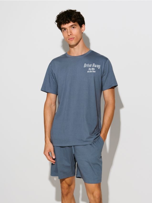 Sinsay - Bawełniana piżama dwuczęściowa z nadrukiem na plecach - wielobarwny