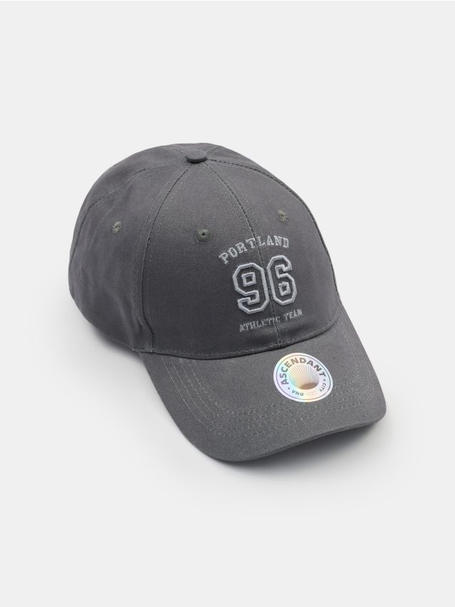 Sinsay - Șapcă din bumbac cu broderie - gri-închis