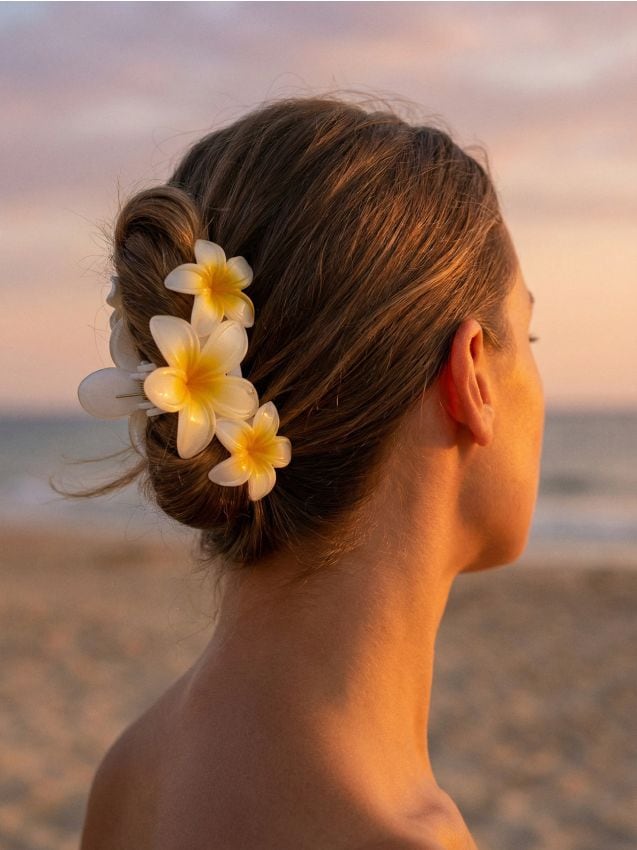 Sinsay - Agrafă de păr cu motiv floral - galben-deschis