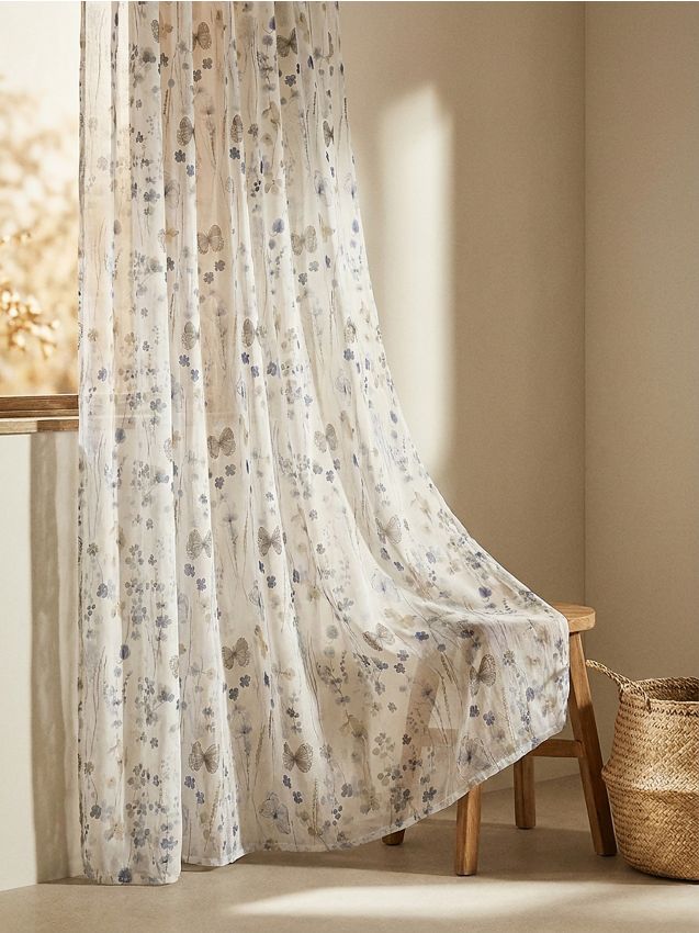 Sinsay - Draperie cu motiv botanic - albastru