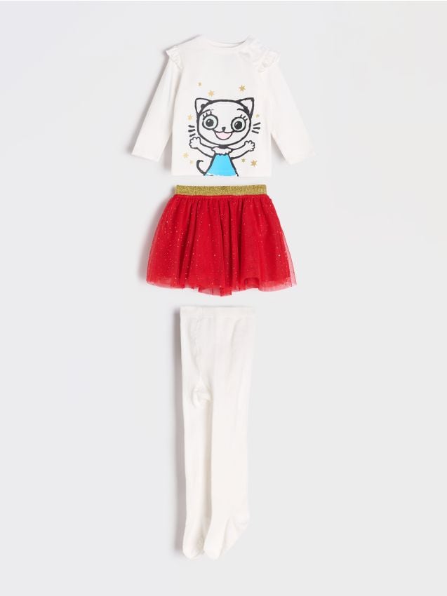 Sinsay - Úpletová súprava Kitty Kotty - krémová