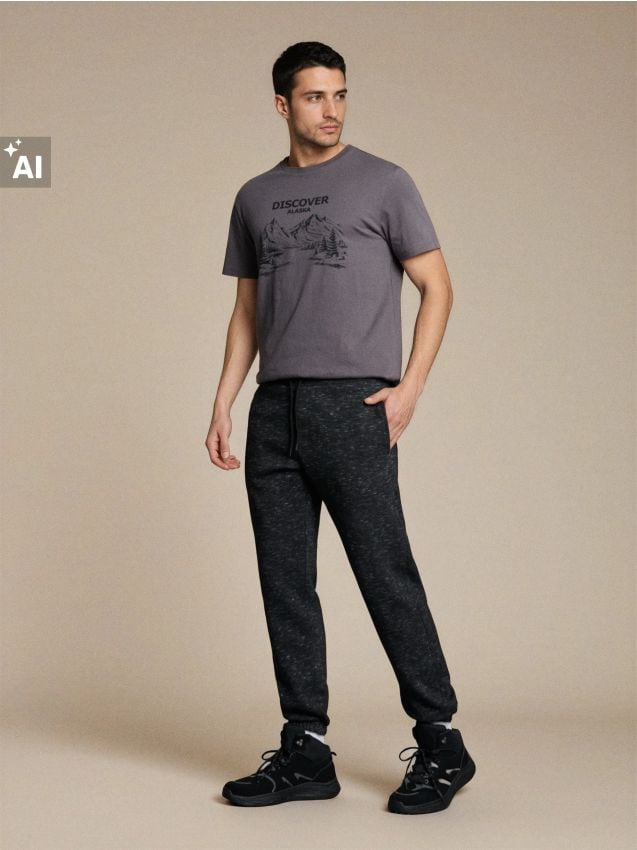 Sinsay - Pantaloni de trening regular jogger - gri-închis