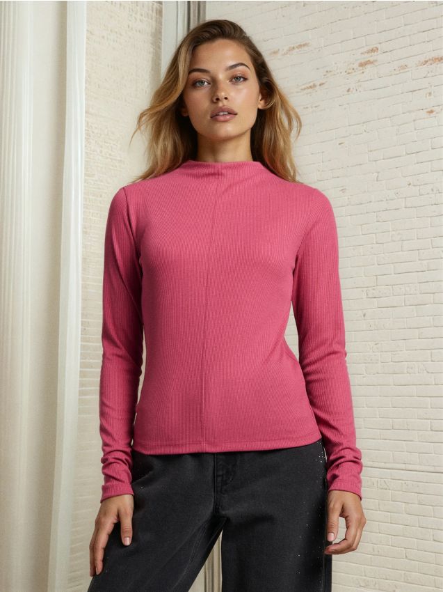 Sinsay - Bluză ribbed cu decolteu înalt - altele