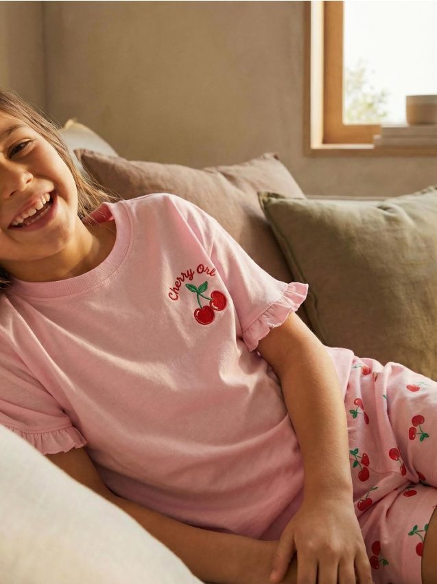 Sinsay - Bawełniana piżama dwuczęściowa - różowy