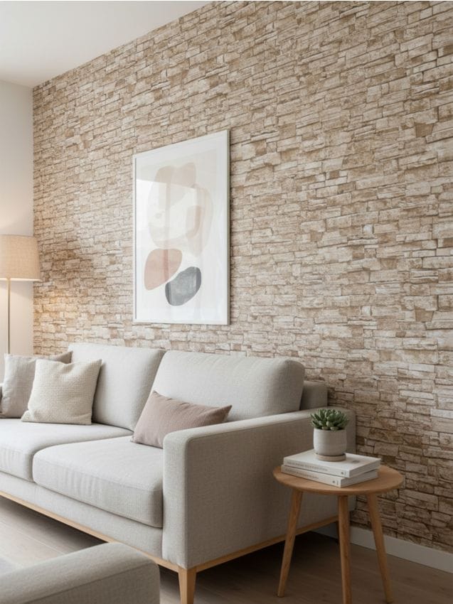 Sinsay - Tapet autocolant cu motiv de cărămidă - bej