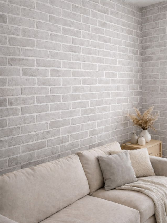 Sinsay - Tapet autocolant cu motiv de cărămidă - gri deschis