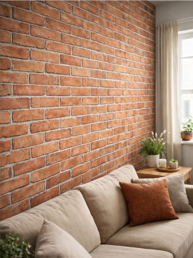 Sinsay - Tapet autocolant cu motiv de cărămidă - roșu