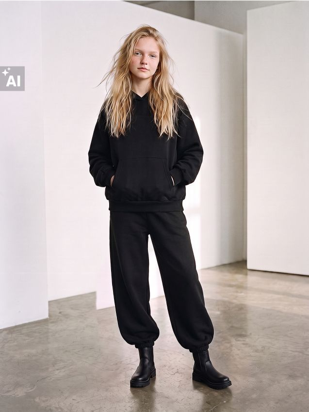 Sinsay - Pantaloni de trening jogger oversize - negru