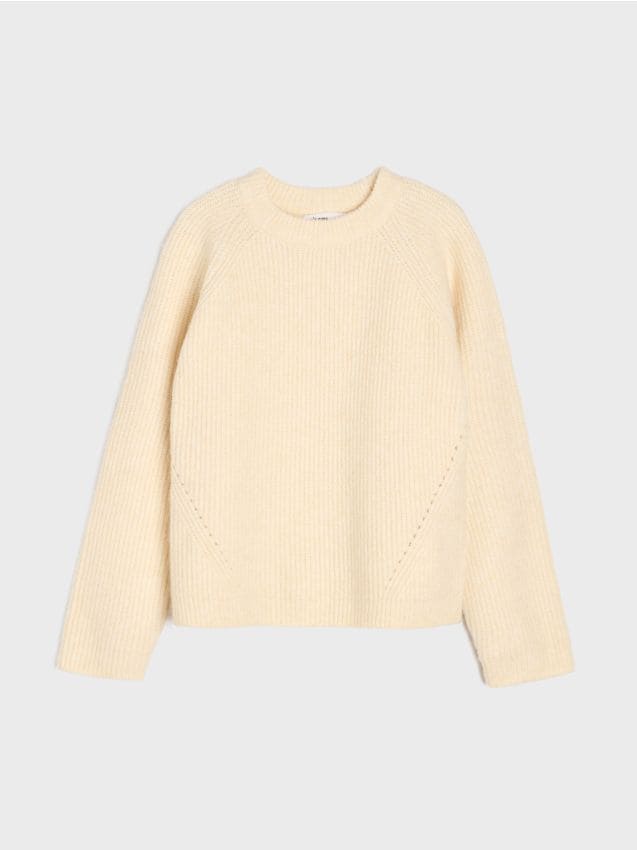 Sinsay - Pulover din tricot striat - crem
