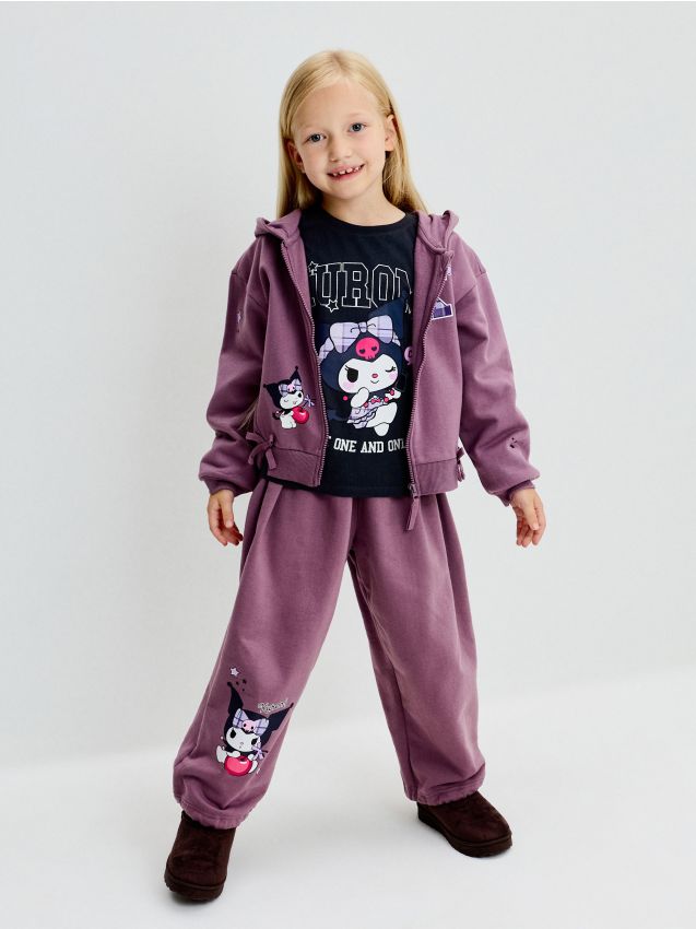Sinsay - Pantaloni de trening loose jogger Kuromi - violet-prună