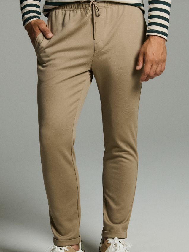 Sinsay - Pantaloni de trening din tricot structurat - bej