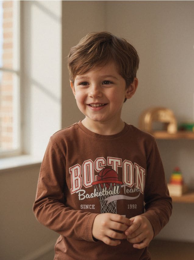 Sinsay - Tričko s dlhými rukávmi - hnedá