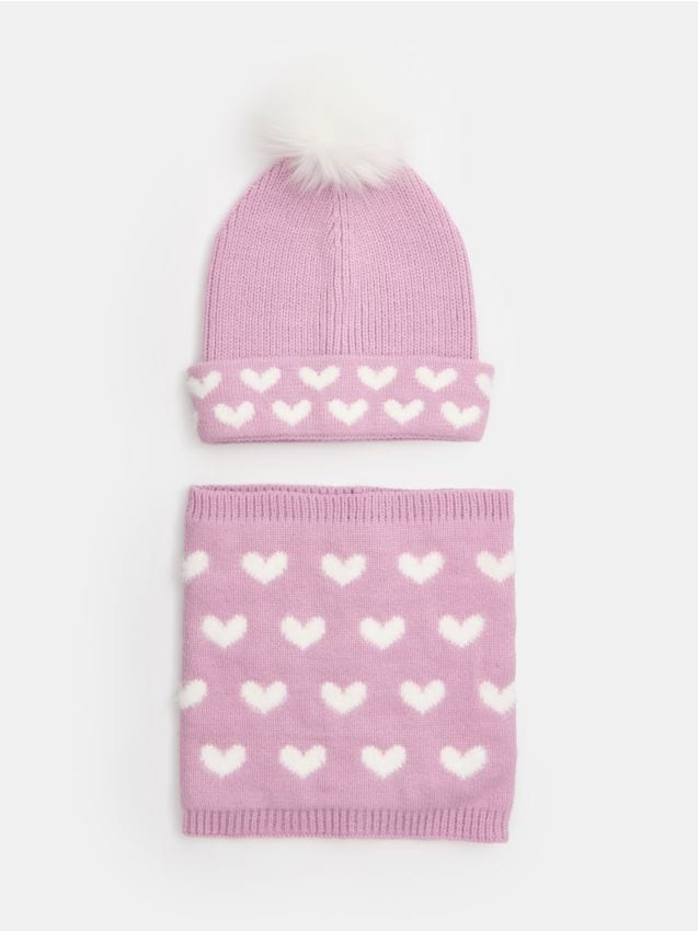 Sinsay - Súprava: Čiapka s komínom - popolavá ružová