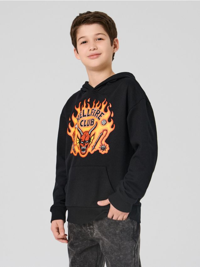 Sinsay - Mikina s potlačou Stranger Things - čierna