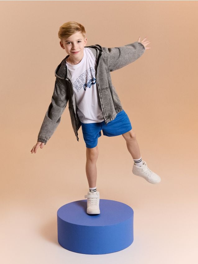 Sinsay - Kurtka jeansowa z efektem sprania - szary