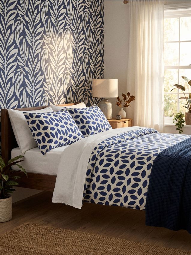 Sinsay - Set de lenjerie de pat cu model - bleumarin