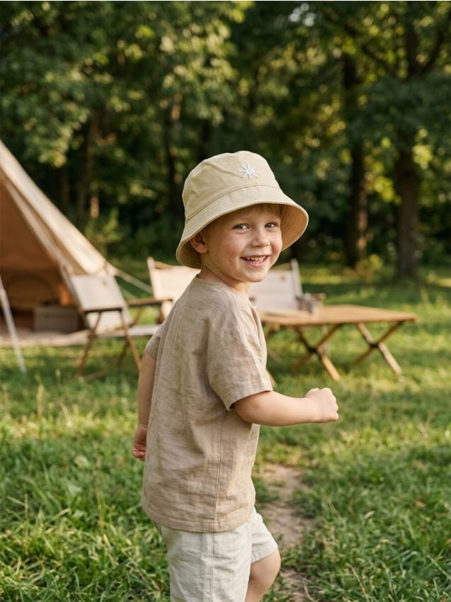 Sinsay - Pălărie bucket din bumbac cu broderie - crem