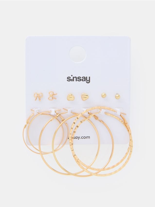 Sinsay - Súprava 6 párov náušníc - zlatá