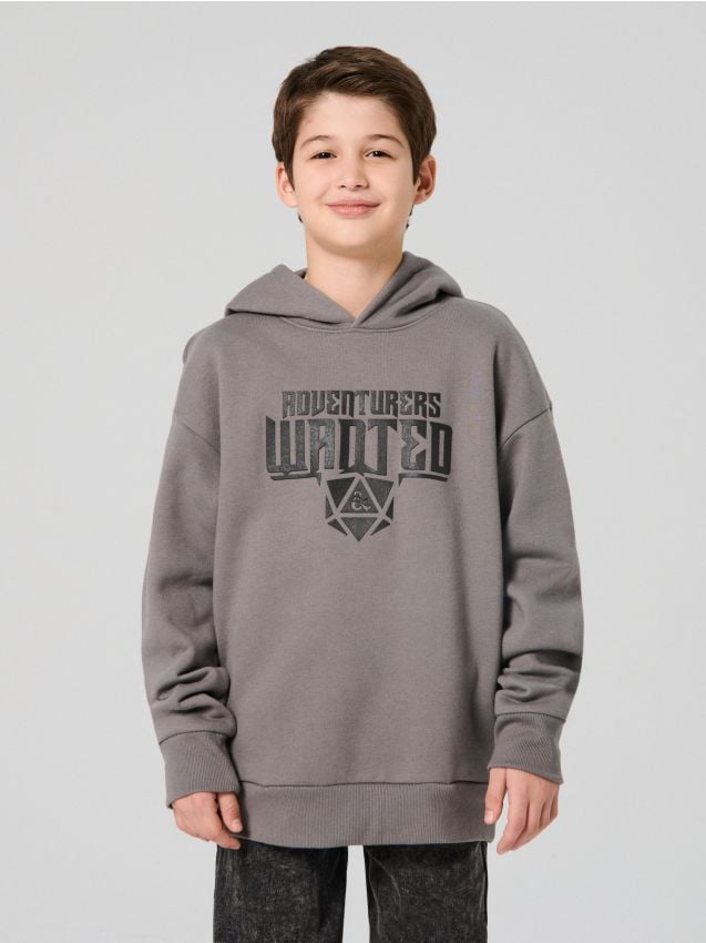 Sinsay - Mikina s potlačou Dungeons & Dragons - stredne sivá