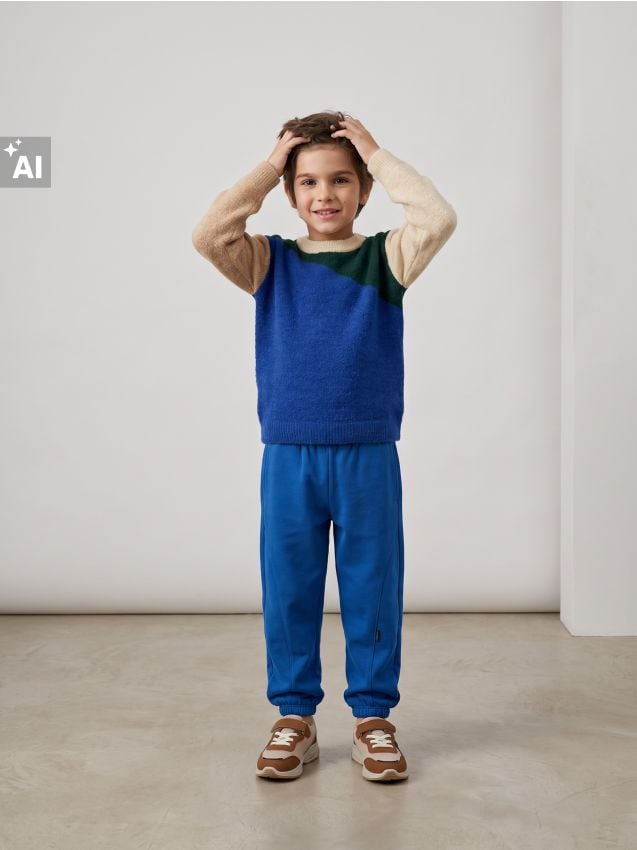 Sinsay - Pantaloni de trening oversize balloon - albastru