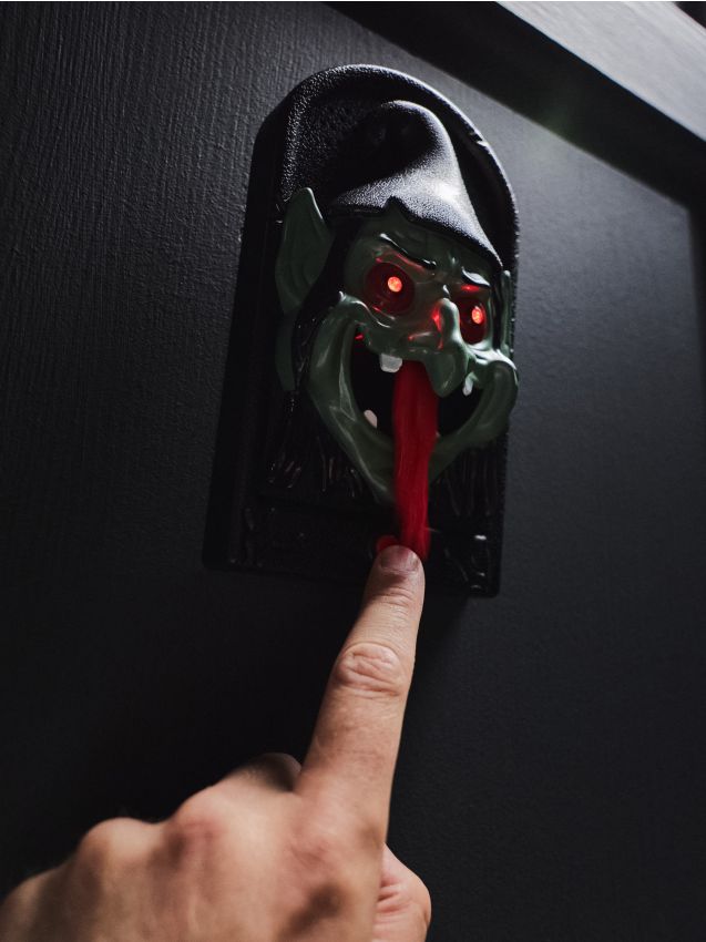 Sinsay - Decorațiune LED de Halloween - sonerie de ușă cu motiv goblin - verde