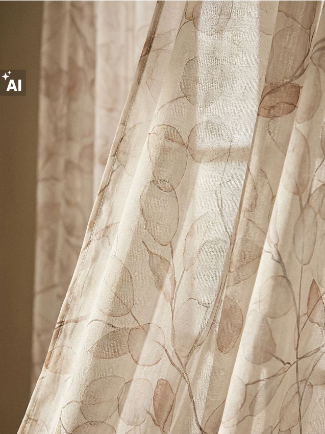 Sinsay - Perdea semitransparentă cu motiv vegetal - nude