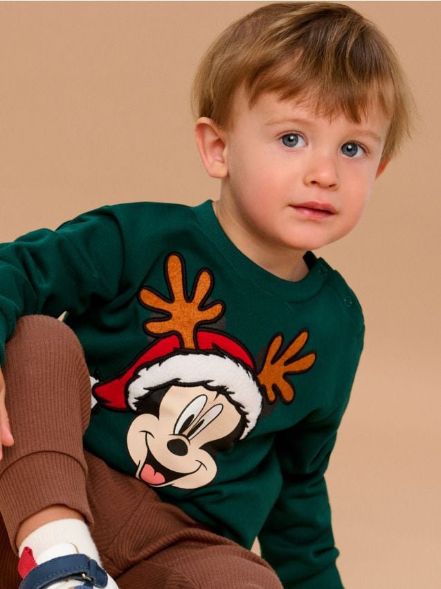 Sinsay - Hanorac crewneck Mickey Mouse - albastru-verzui