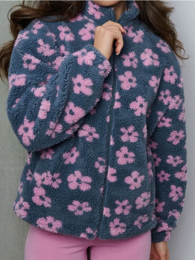 Sinsay - Bluză sherpa cu guler înalt - multicolor