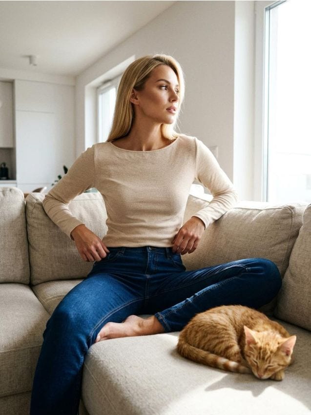 Sinsay - Tricou cu mânecă lungă - bej