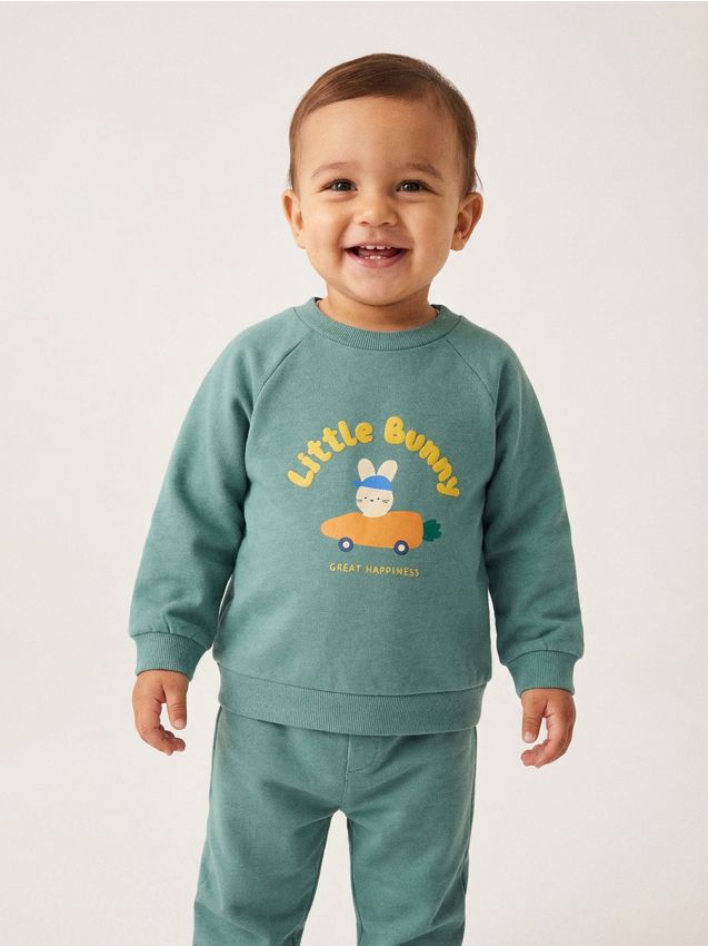 Sinsay - Bluză crewneck cu imprimeu - verde