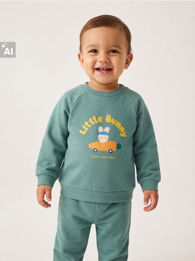 Sinsay - Bluză crewneck cu imprimeu - verde